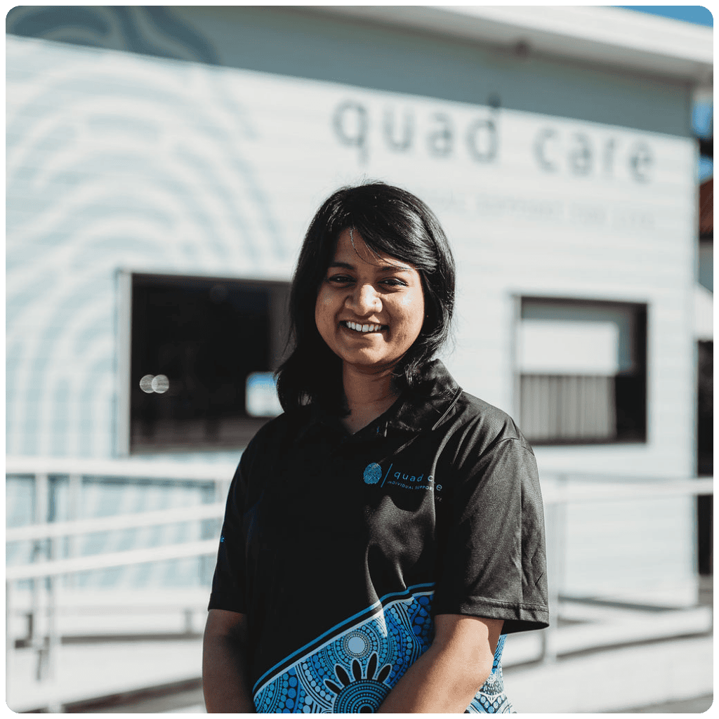 Caroline, Speech Pathologist at Quad Care, supporting participants with communication, language, and social interaction goals.